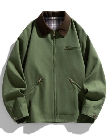 Autumn New Washed Overalls Retro Lapel Jacket