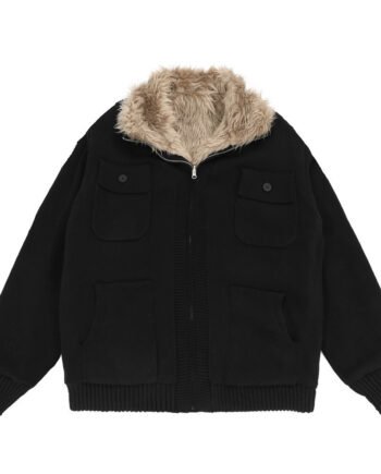 Retro Mountain Carving Warm Stand Collar Coat