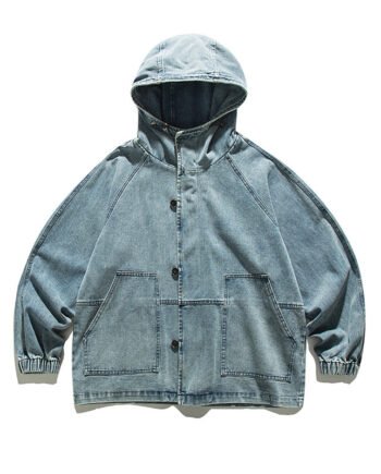 Autumn Three-dimensional Pocket Decorative Hooded Jacket Denim Coat