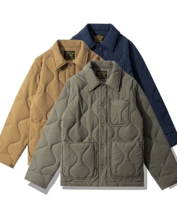 Cotton Polo Collar Jacket Cotton-padded Coat Retro Plaid Coat