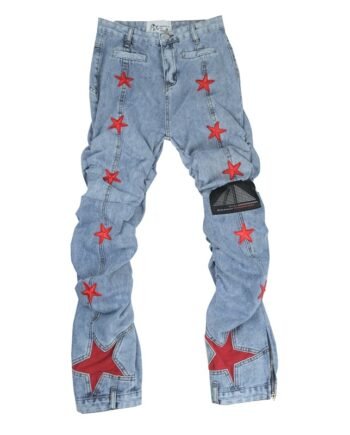 Handmade Embroidered LOGO-style Digital Pleated Trousers