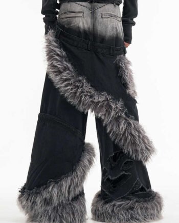 Fake Two-piece Pu Handsome High-grade Jeans For Men