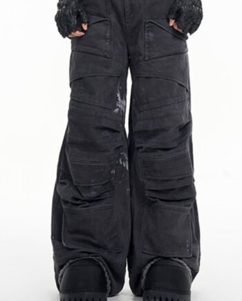 Heavy Industry Washed And Worn Pleated Jeans
