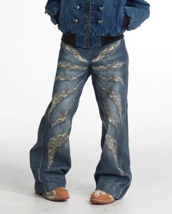 Original Digital 3D Full Printed Leopard Print Loose Jeans