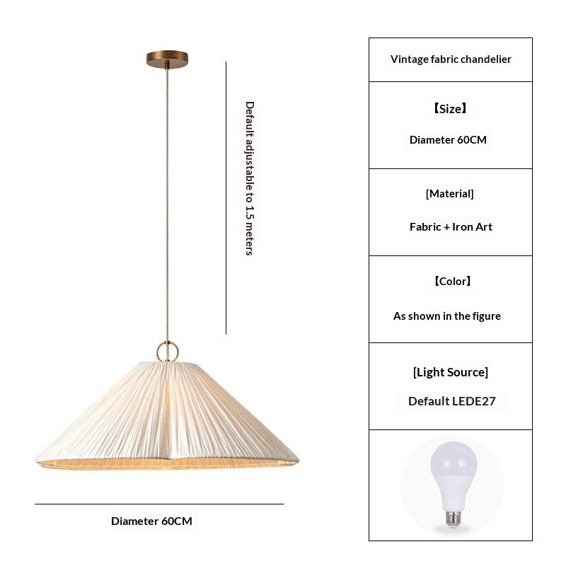 French Retro Mid-Century High-End Fabric-Art Atmosphere Chandelier