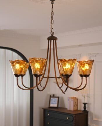 Creative Retro Amber Glass Living Room Chandelier