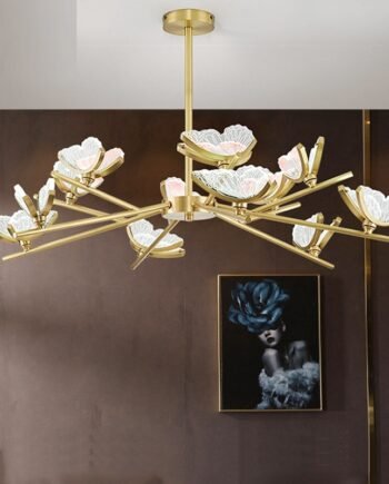 Luxury And Simple Living Room All Copper Chandelier