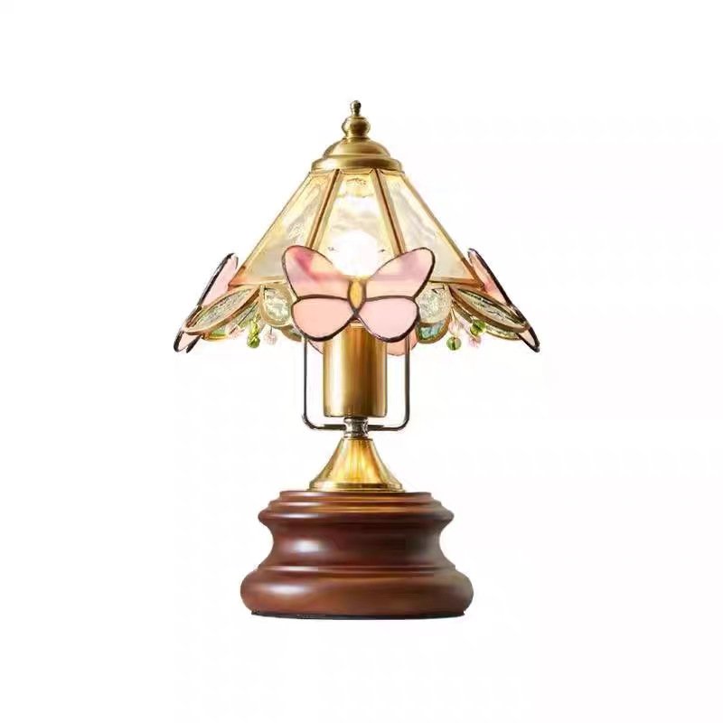 Retro Butterfly Flower Glass Mini Table Lamp