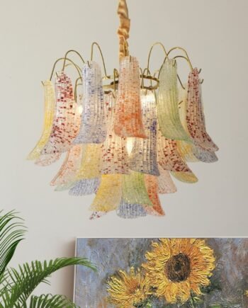 Crystal Shell Chandelier Retro Color Bedroom Glass Lamp