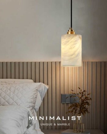 Simple And Natural Marble Copper Long Wire Chandelier