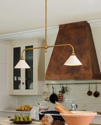 All Copper American Simple Retro Restaurant Kitchen Island Linear Chandelier