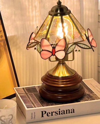 Retro Butterfly Flower Glass Mini Table Lamp