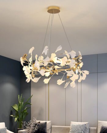 Minimalist Art Chandelier With Ginkgo Leaf Design