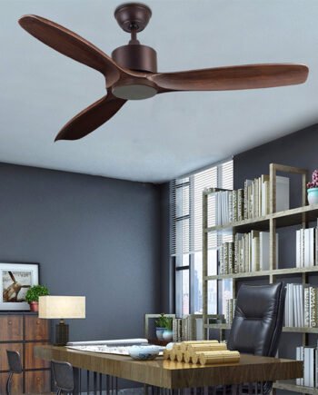 Black Industrial Lightless Living Room, Dining Room, Minimalist Retro Wood Remote Control Electric Fan Light