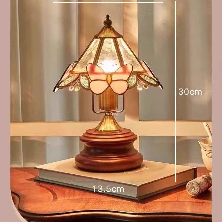 Retro Butterfly Flower Glass Mini Table Lamp