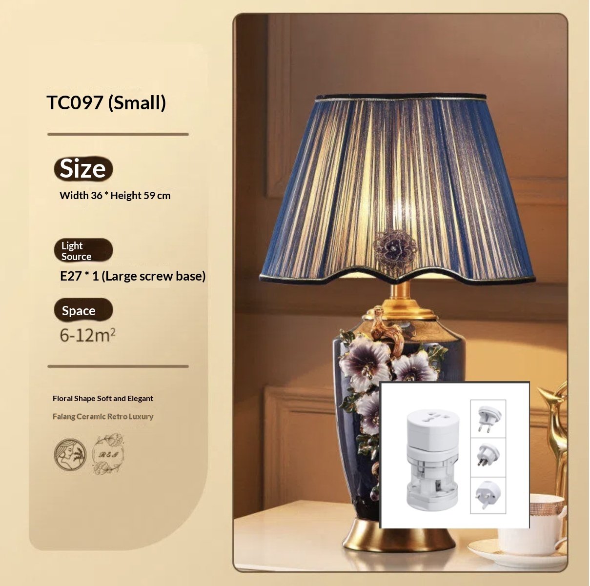Luxury New Chinese-Style Ceramic Enamel-Glazed Brass American-Style High-End Table Lamp