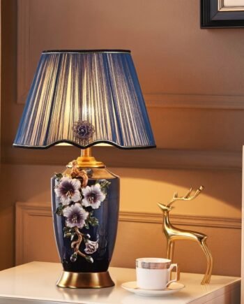 Luxury New Chinese-Style Ceramic Enamel-Glazed Brass American-Style High-End Table Lamp