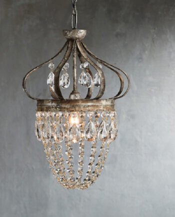 Retro Crystal Chandelier Wrought Iron Forged Crown Lamp