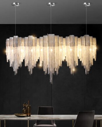Nordic Luxury Villa Design Tassel Aluminum Chain Living Room Chandelier
