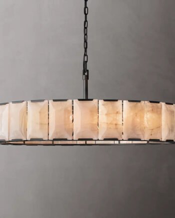 All-Copper Postmodern Minimalist Natural Marble Chandelier