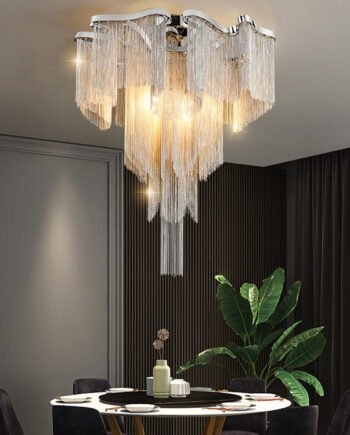 Nordic Light Luxury Tassel Aluminum Chain Living Room Ceiling